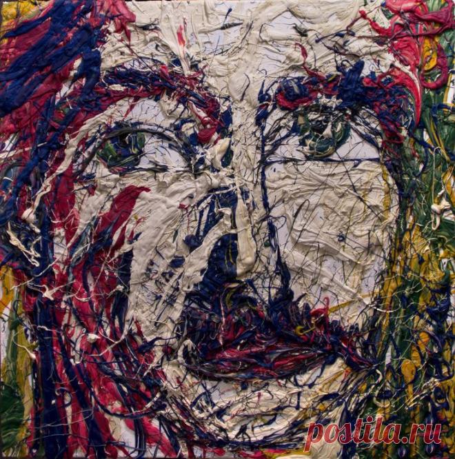 Картина Абстрактный портрет мужчины Масло, холст Современная живопись Екатерина Лебедева художник в 2025 г | Живопись действия, Абстрактные картины, Расписанные холсты