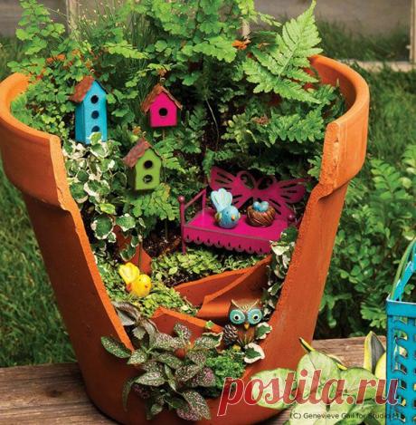 Как превратить разбившийся горшок в произведение садового искусства | Приколисты в картинках