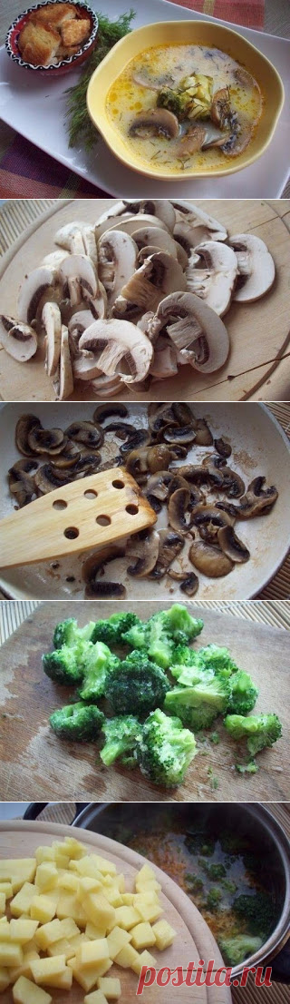 Самые вкусные рецепты: Сырный суп (с шампиньонами и брокколи)