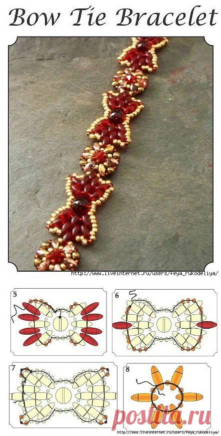 Браслет бантиком со схемой.