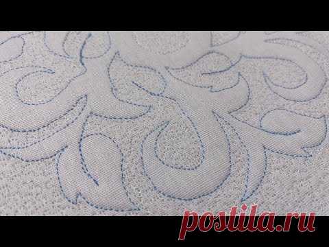 Стежка заготовки на свободном ходу машинки. Квилтинг