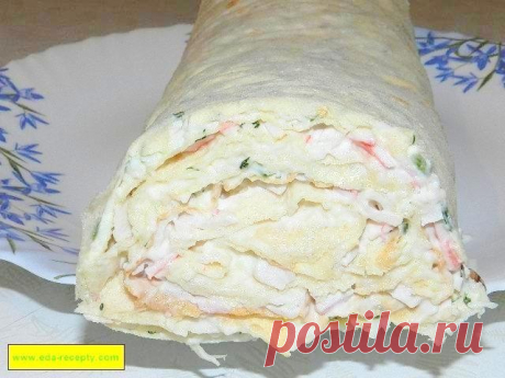 Рулет с крабовыми палочками из лаваша и 15 похожих рецептов: пошаговые фото, калорийность, отзывы