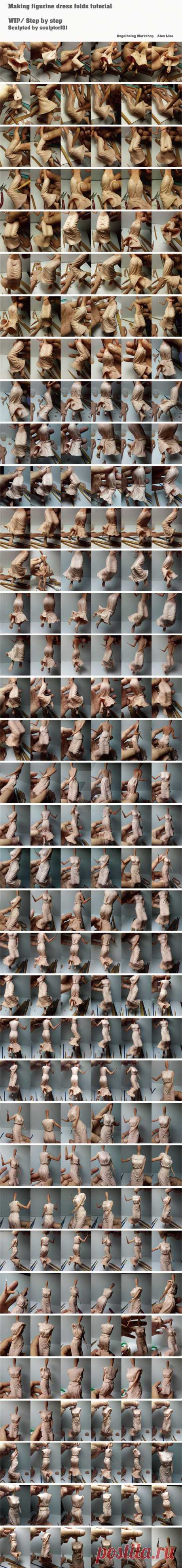 Figurine WIP/ tutorial part 2 dress and folds by sculptor101 on DeviantArt