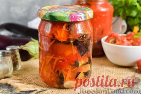 Рецепт: Рулетики из баклажанов с морковью и болгарским перцем в томатном соусе (на зиму) на RussianFood.com