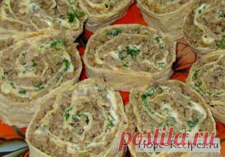Рулеты из лаваша с фаршем и нежным сыром © Кулинарный блог #Рецепты Надежды