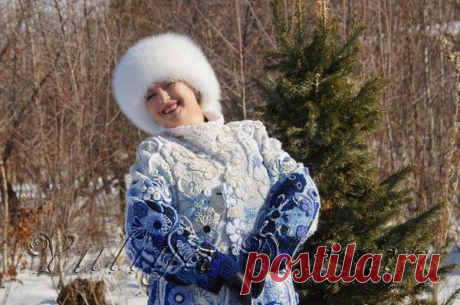 На стыке техник фриформ и крейзи вуул.
приготовить целлофановую подложку для сушки...