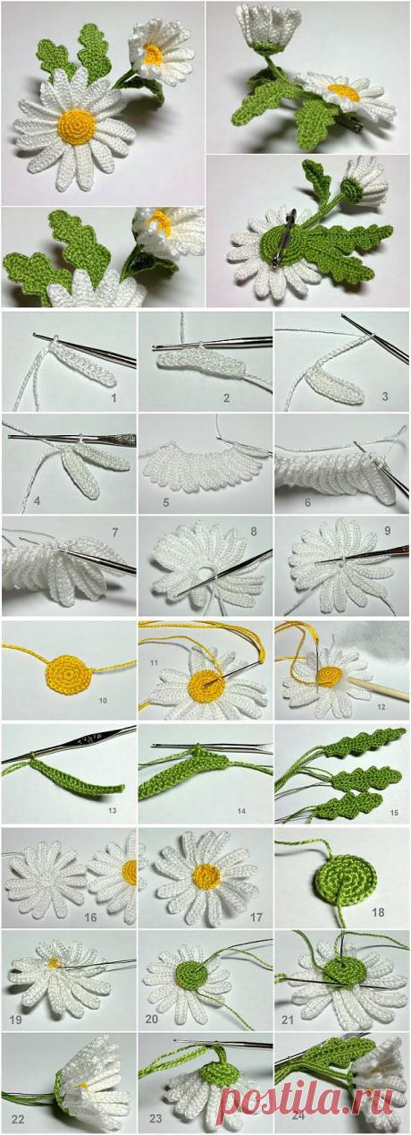 Подробнейший МК отkseniyanik: Ромашка крючком: описание | Рукоделие:вязание,шитье и др.