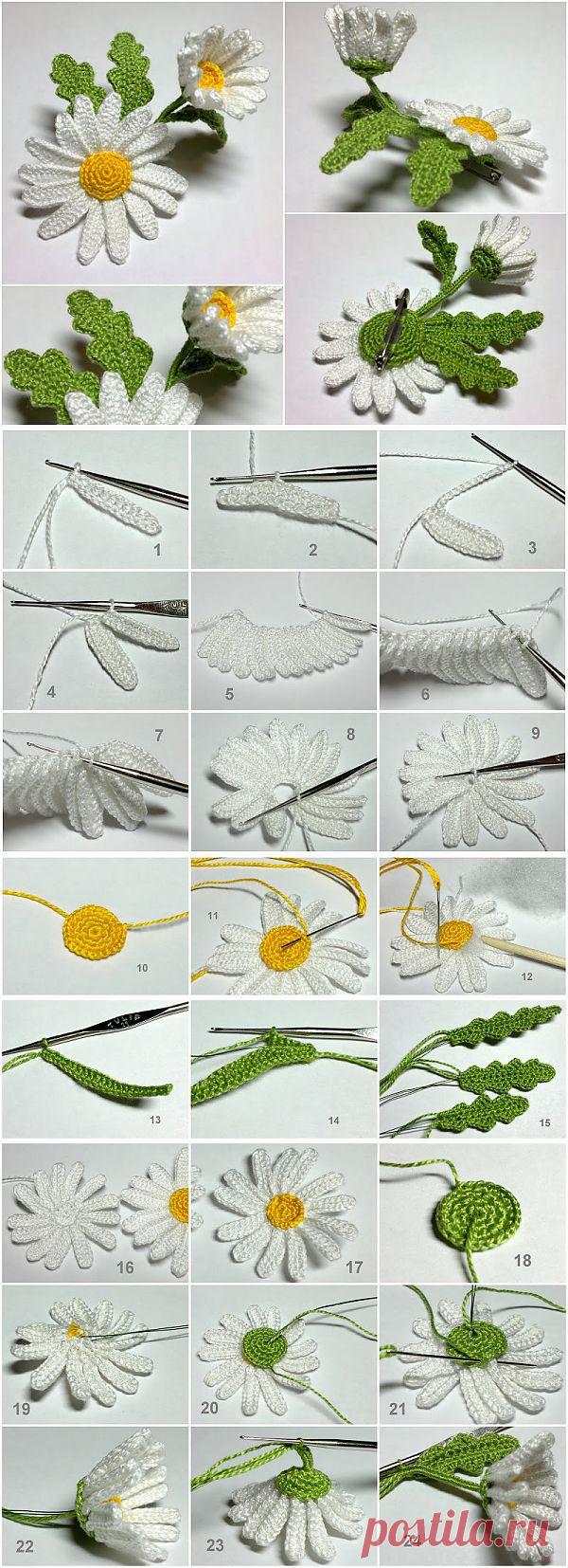 Подробнейший МК отkseniyanik: Ромашка крючком: описание | Рукоделие:вязание,шитье и др.