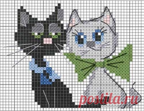 Котейки - схемы вышивки котиков