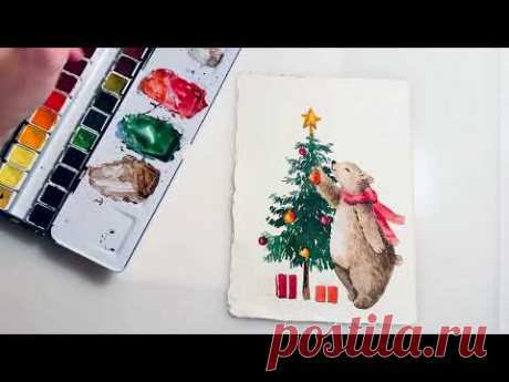 Magic winter season / #watercolor illustration / #watercolortutorial #watercolorlessons