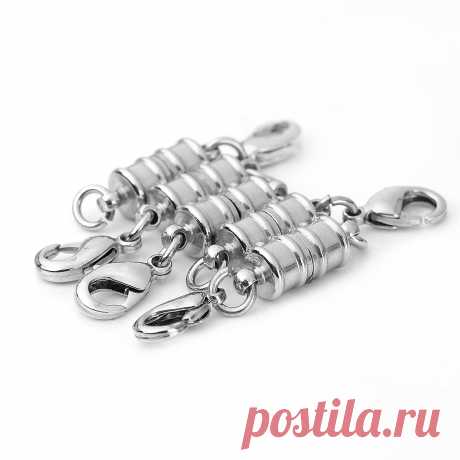 DoreenBeads Латунь Магнитные Застежки Для Ожерелья Ювелирных Изделий Браслет Цилиндра Серебряный Тон С Когтя Омара Застежка 34 мм х 7 мм, 5 Шт. купить на AliExpress