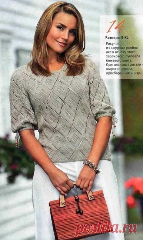 Пуловер с ромбами. Схемы, описание вязания (Вязание спицами) | Журнал Вдохновение Рукодельницы