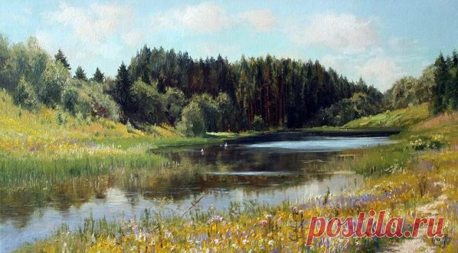 луг.околица.домишко. худ.Василий Жданов.