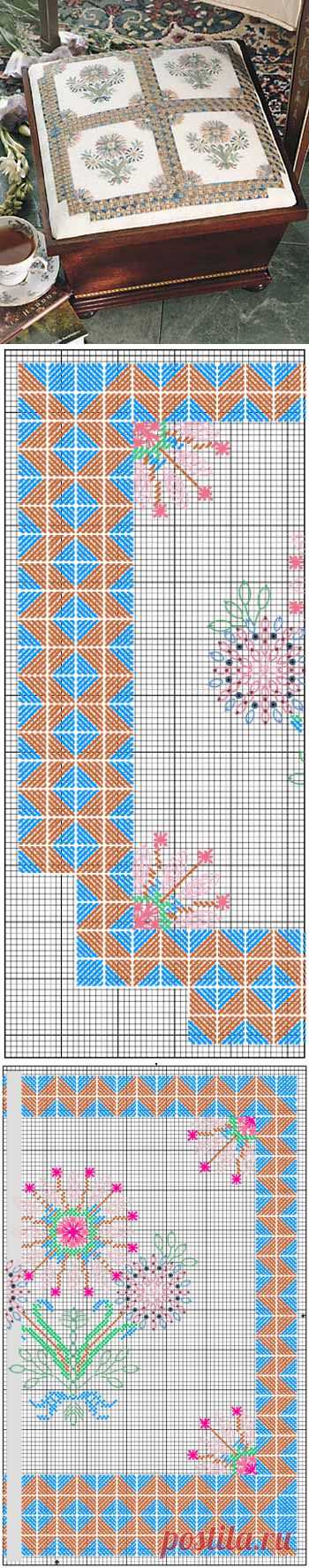 Вышивка цветов гладью для шкатулки. Цветные схемы | Домоводство для всей семьи