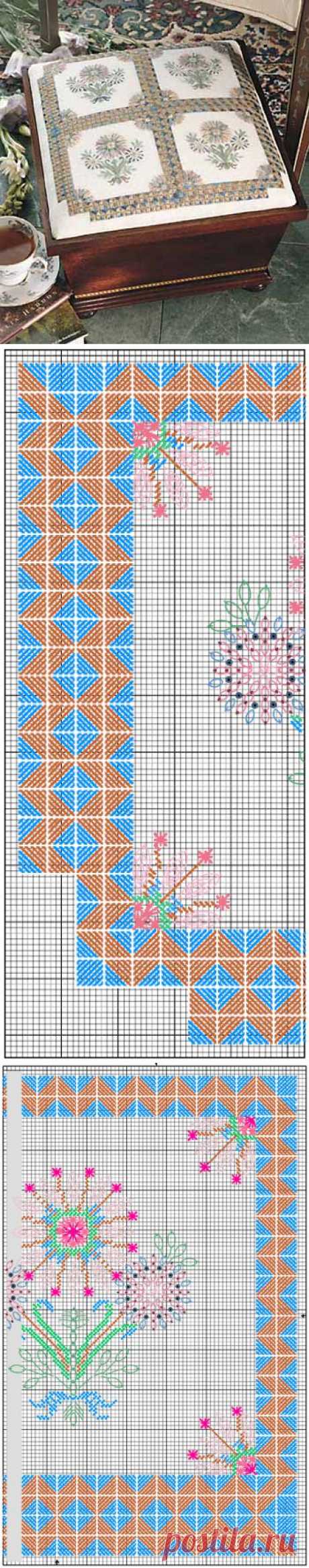 Вышивка цветов гладью для шкатулки. Цветные схемы | Домоводство для всей семьи