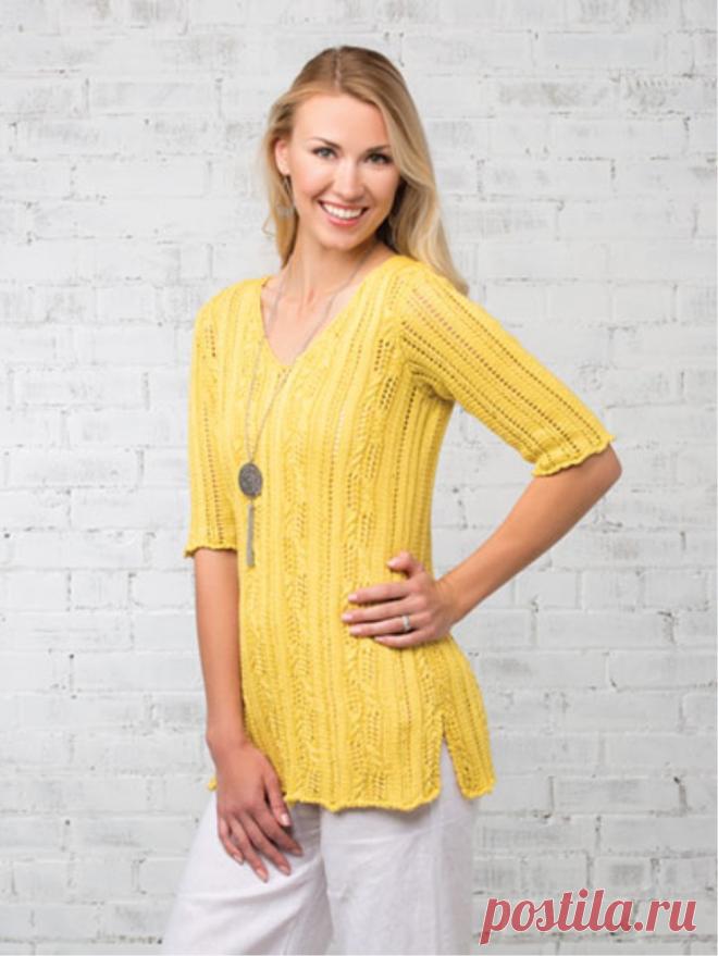 Knitted tunic yellow free pattern