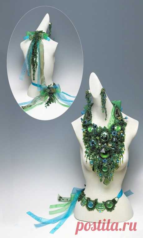 Jewelry Design - Bib-Style Necklace, Earring and Belt Set with Seed Beads - Fire Mountain Gems and Beads | Это интересно...