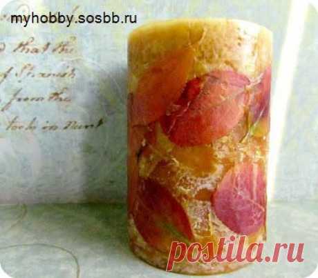 Декупаж свечи осенними листьями - Декупаж - Рукоделие и творчество - Каталог статей - Рукоделие-мое хобби