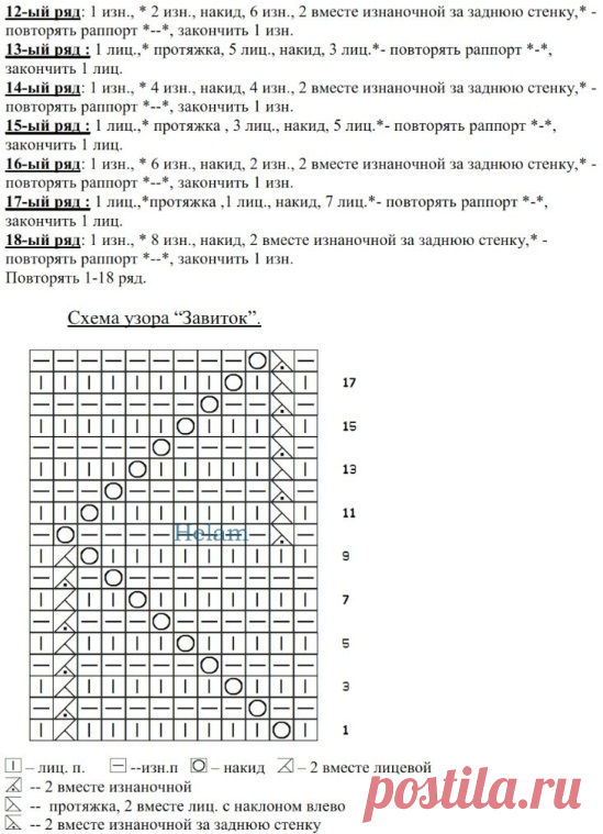 Узор спицами - схема