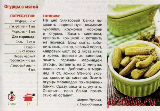 Огурцы с мятой
