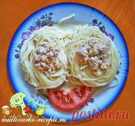 Гнёзда из макарон с фаршем: рецепт приготовления