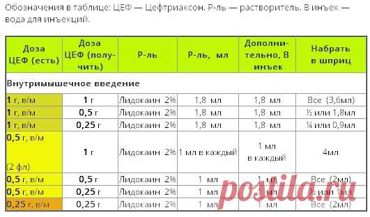 Как правильно разводить антибиотик Цефтриаксон? Какие использовать растворители (новокаин, лидокаин, вода для инъекций) для уменьшения боли и какое количество их необходимо для получения дозировки 1000 мг, 500 мг и 250 мг для взрослых и детей