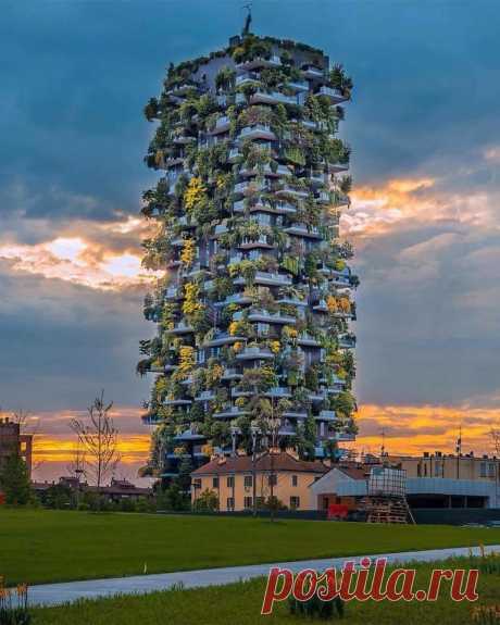 Безумная архитектура Bosco Verticale, Милан, Италия.