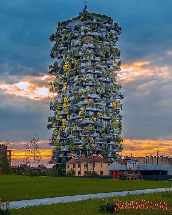 Безумная архитектура Bosco Verticale, Милан, Италия.