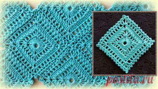Квадратный мотив крючком, который можно увеличивать до нужного размера | Мастерская 