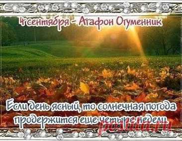 День по народному календарю: Агафон-огуменник Агафон — гонит леших вон.