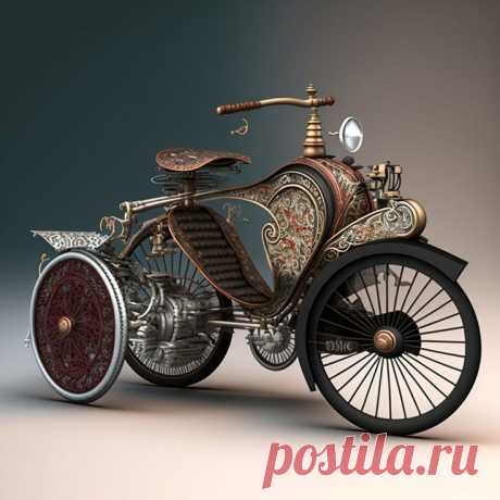 Стимпанк. Трёхколёсное средство передвижения.