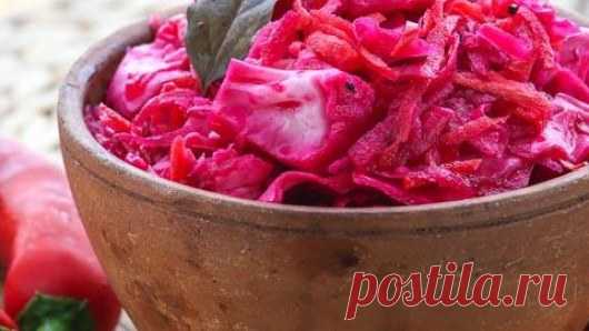 Осень настала: Маринованная капуста кусочками со свеклой