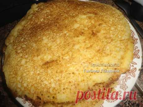 Блины из кукурузной на кефире, рецепт пошаговый от Лиги Кулинаров. Рецепт блинов из кукурузной муки на кефире, рецепты Лиги Кулинаров.