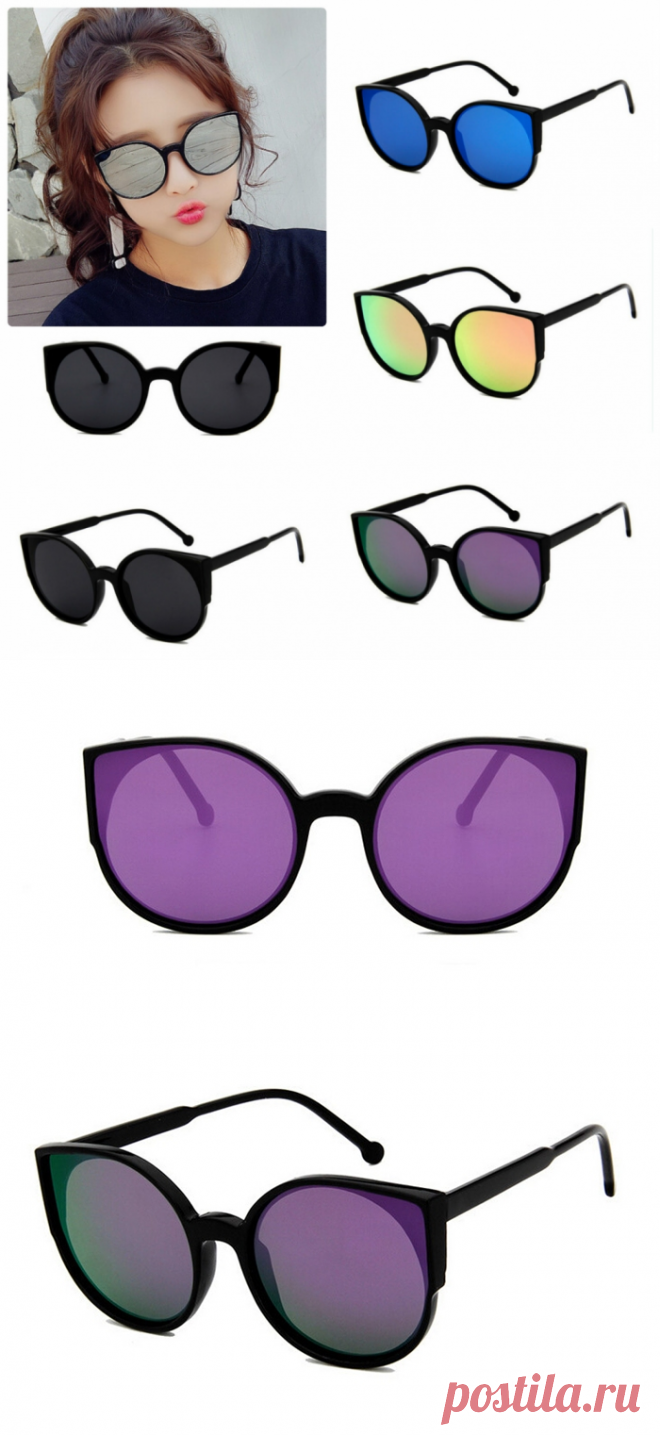 Солнцезащитные зеркальные черные очки