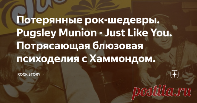 Потерянные рок-шедевры. Pugsley Munion - Just Like You. Потрясающая блюзовая психоделия с Хаммондом. На фотографии обложка альбома Just Like You группы Pugsley Munion.
Just Like You - первый и единственный студийный альбом американской психоделической блюз-рок группы Pugsley Munion. Был выпущен в 1970 году на лейбле J&S Records.
О группе
Сегодня с нам на обзор попала очередная жемчужина блюз-рок психоделии начала 1970-х американская группа Pugsley Munion, из городка Фитчбу...