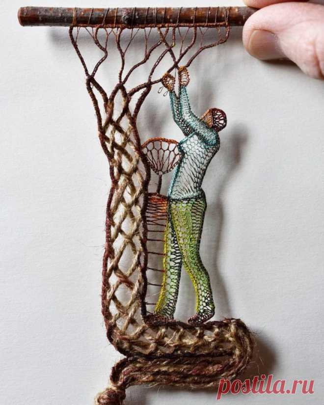 New Small-Scale Scenes Created in Colored Lace by Ágnes Herczeg | Colossal