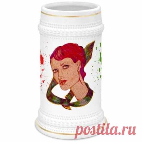 Кружка пивная &quot;Девушка в галстуке.&quot; от Printissimo - Printio