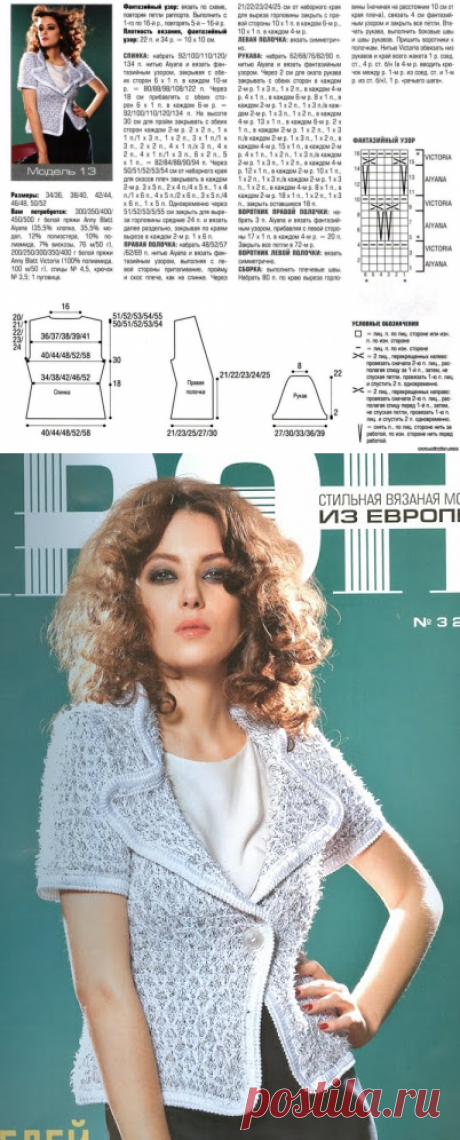 Жакет с короткими рукавами спицами описание. Вязаный жакет с короткими рукавам |