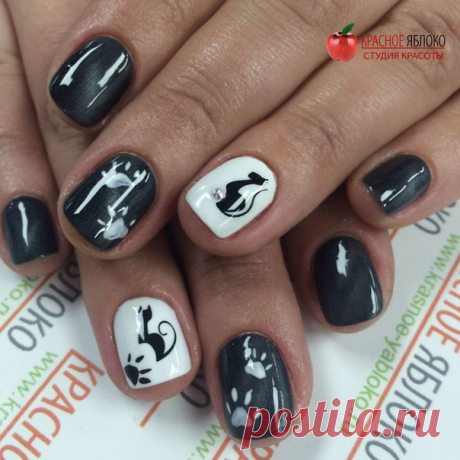 Поклонницам🙆 декорирования ногтей💅 уже известен📢 вид маникюра под названием &quot;Кошачий🐱 глаз&quot;. Мастер Женя⭐ м.Таганская еще и украсила🎀 его рисунками грациозной🎇 обладательницы такого👆 взгляда!