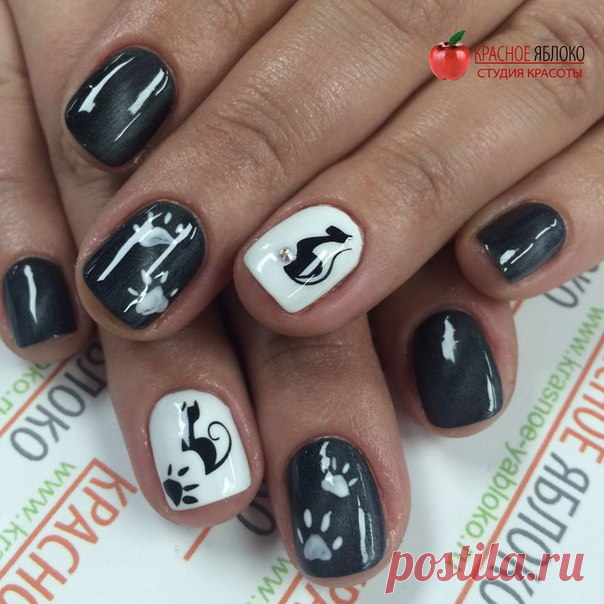 Поклонницам🙆 декорирования ногтей💅 уже известен📢 вид маникюра под названием "Кошачий🐱 глаз". Мастер Женя⭐ м.Таганская еще и украсила🎀 его рисунками грациозной🎇 обладательницы такого👆 взгляда!