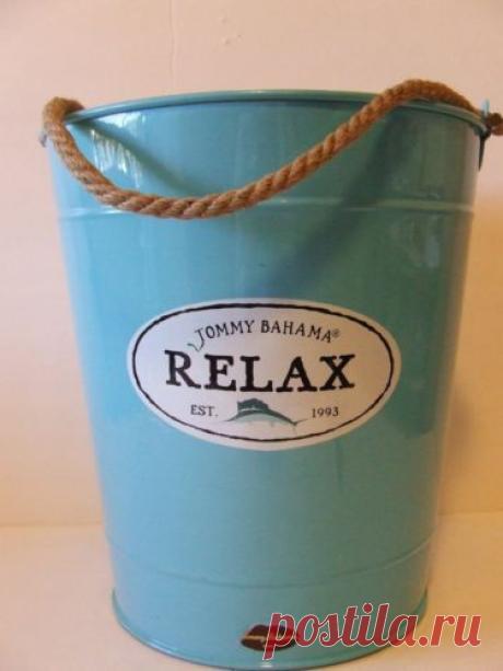 Tommy Bahama Relax Metal Ice Bucket Turquoise with Rope Handle | eBay