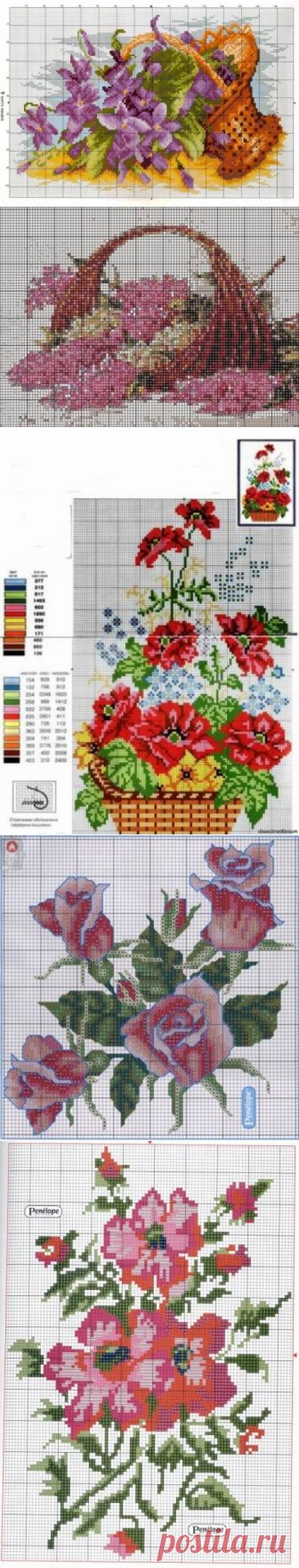 Цветочная поляна -схемы вышивки крестом / Вышивка / Схемы вышивки крестом