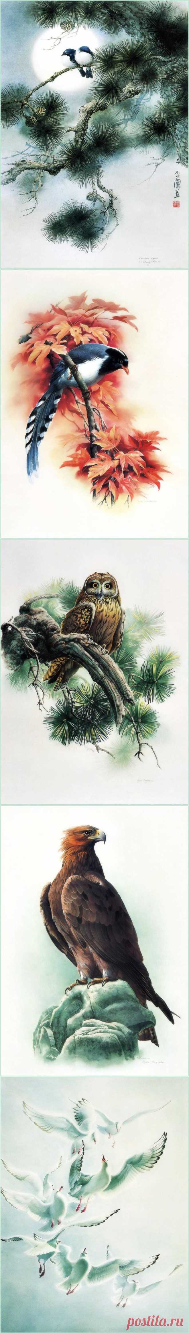 Птицы художника Zeng Xiao Lian.