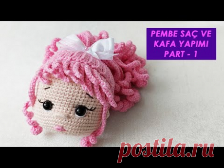Pembe Saçlı Bebek Kafa ve Saç Yapımı 1. Bölüm(amigurumi doll Pattern)English subtitle