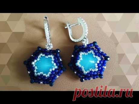 Earrings. Серьги из бисера и Риволи 12 мм