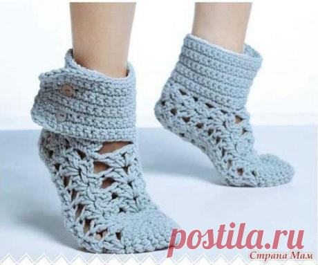 Ажурные носочки крючком… | Поделки своими руками