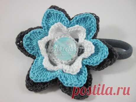 Вязание крючком. Резинка для волос «Цветочек». Мастер-класс с пошаговыми фото