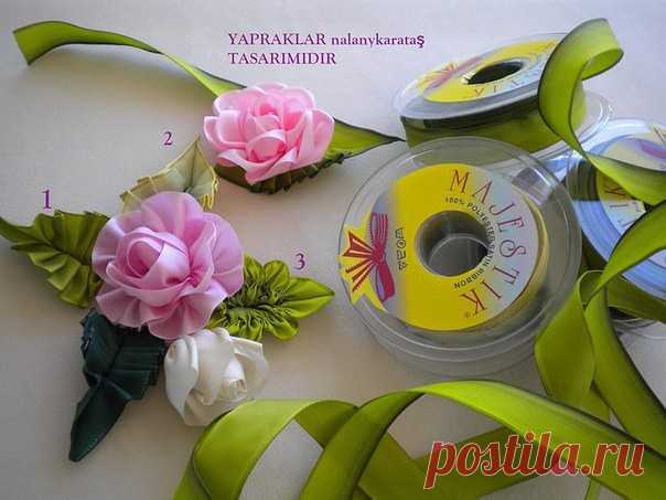 Листья из лент. Мастер-класс.