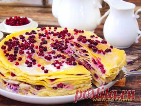 Блинный торт с брусникой и сгущенкой. Блинный торт с брусникой и сгущенкой