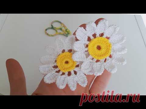 İstediğiniz Her Yerde Kullanabileceğiniz Örgü Papatya Modeli Knitting Daisy Flower #daisy​ #flower​